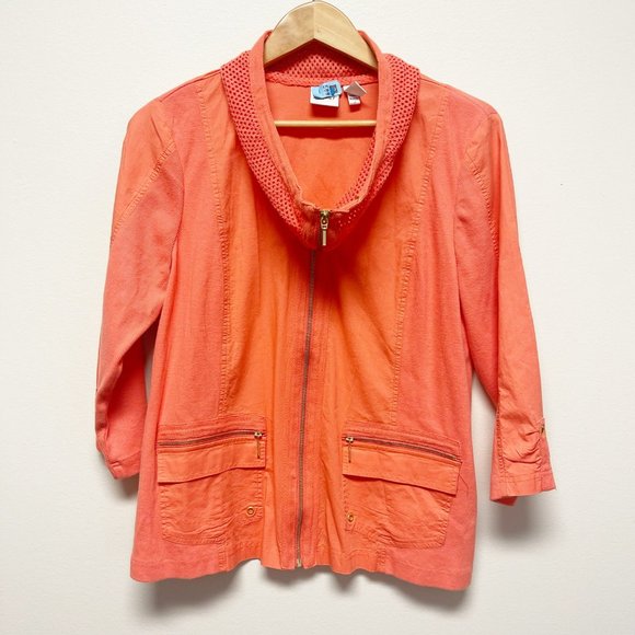 Chico's Tops - CHICO'S Zip Up Mesh Collared 3/4 Sleeve Top Size 2 or 12
